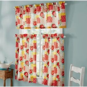 Pioneer Woman Floral Patchwork Curtain Tiers & Valance Set 3pc Multicolor